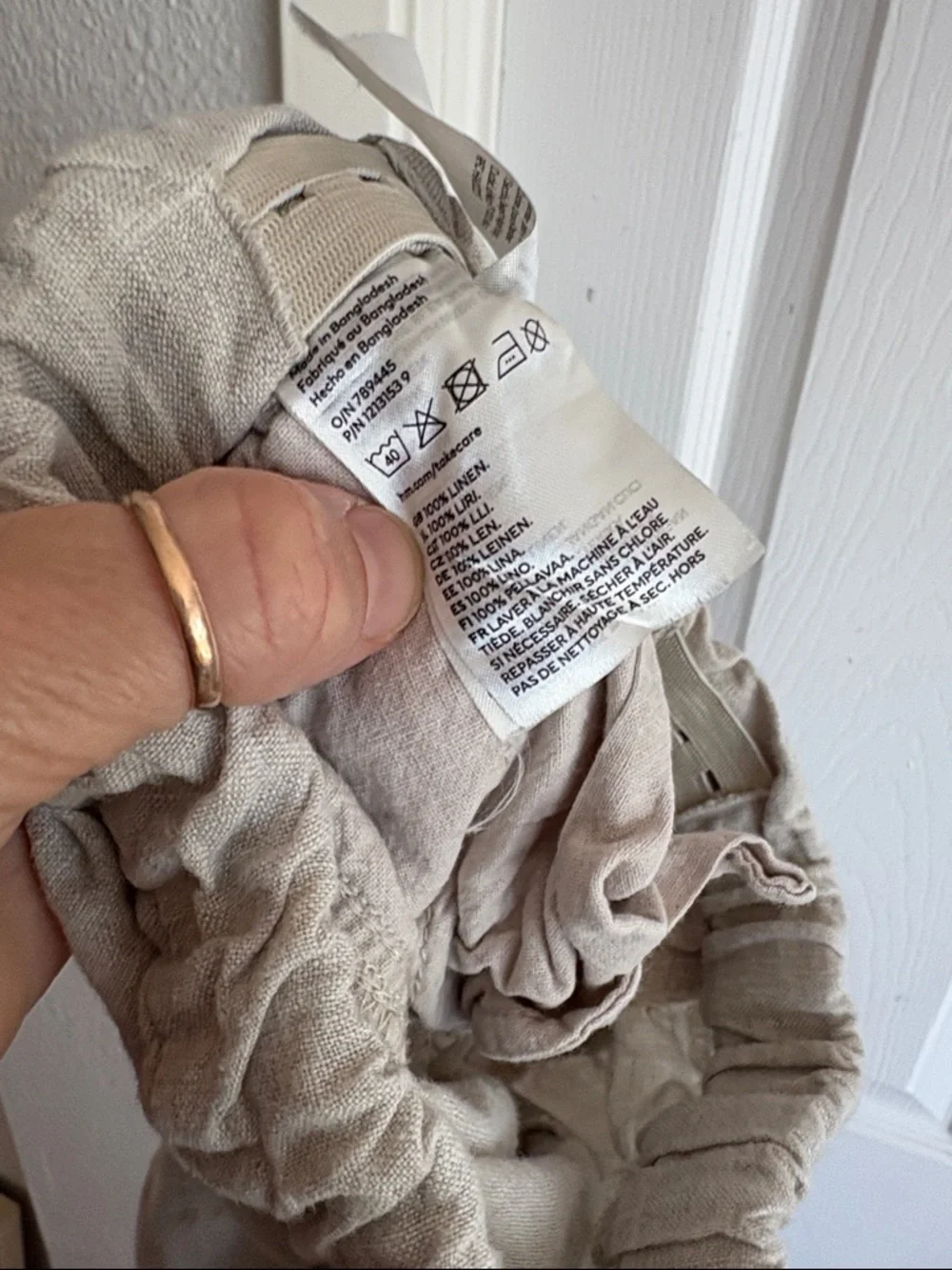 H&M Kids Natural Fibers 100% Cotton Blue Green Henley Top + Relaxed Linen Pants